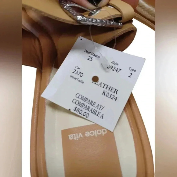 Dolce Vita NWT Square Toe Espadrilles Tan Leather Sandals - Picture 8 of 9